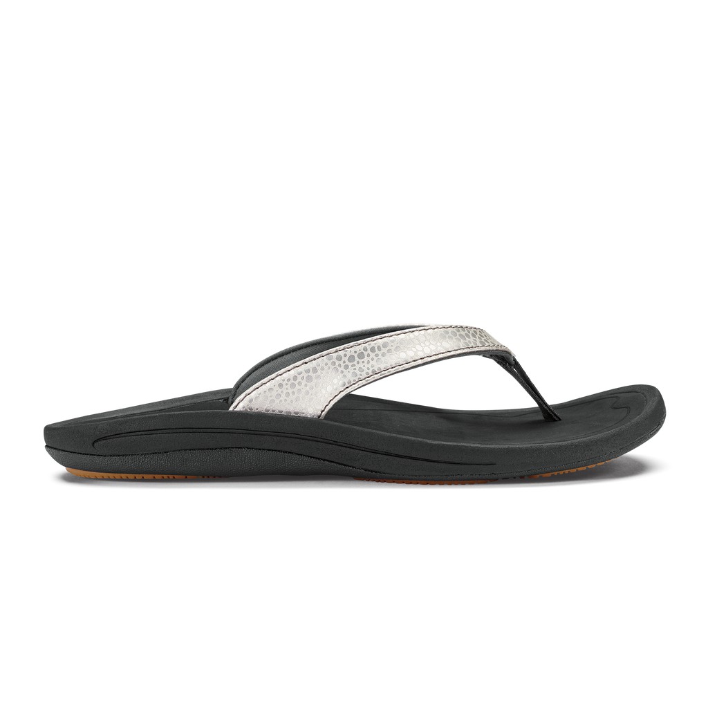 Olukai Zehentrenner Damen - Kulapa Kai Sporty Beach Silber/Schwarz - 02641XEVA